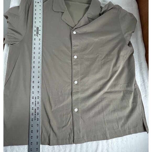 Uniqlo Mens AIRism Cotton Long Sleeve Pajama Shirt 3XL Khaki Button Down New - Picture 8 of 8